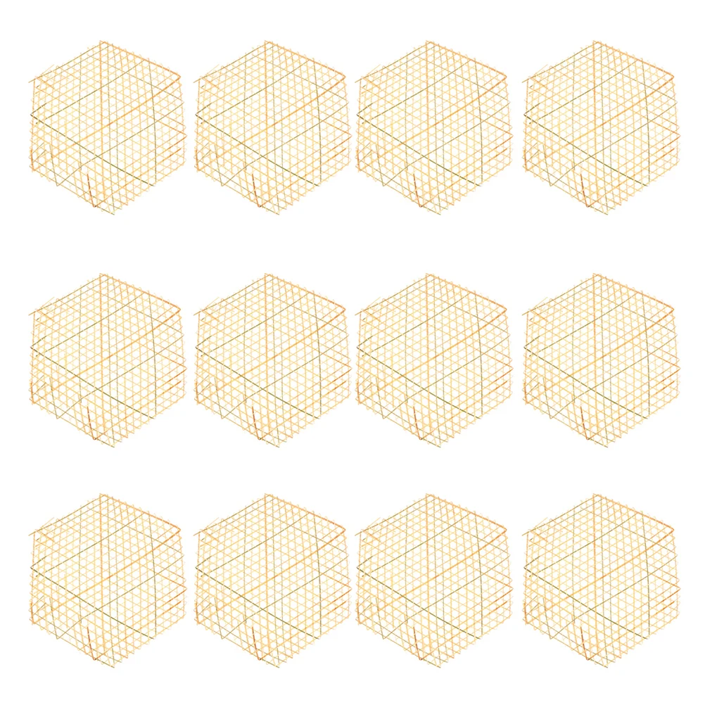 

12Pcs Handmade Bamboo Mats Oil Proof Mesh Mats Fried Food Holders Steamer Pad Decorative Kitchen Cooking Dish Mat