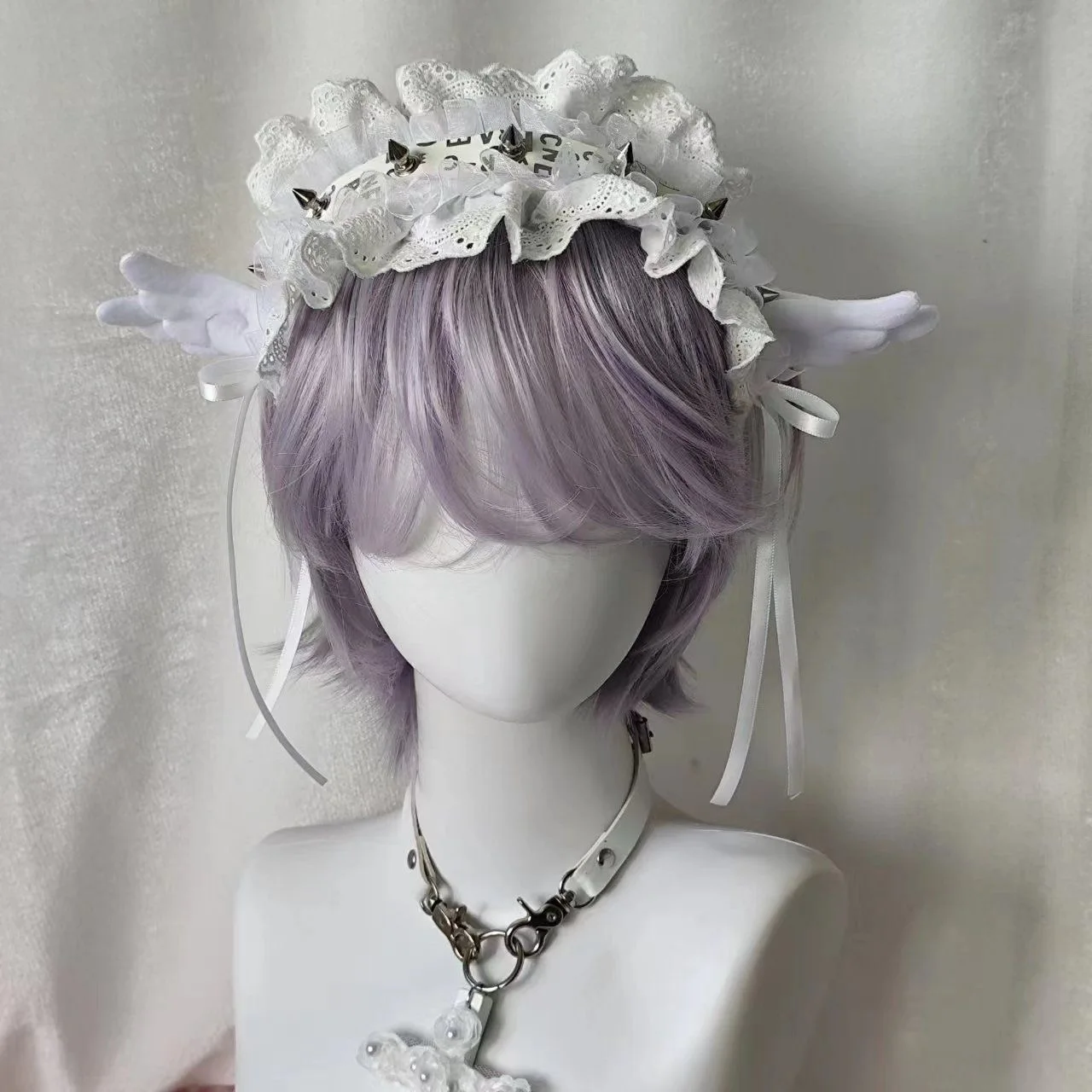 

1 Pc Sweet Subculture Gothic Lolita Lace White/Black Wing Maid Headdress Ruffled Lace Headpiece Japanese Style Headwear