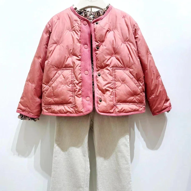 Doudoune à col en fourrure chaude pour bébé garçon et fille, manteau en coton rose non brodé, parkas d'hiver, pré-vente, reprise é en novembre, 2024 BP