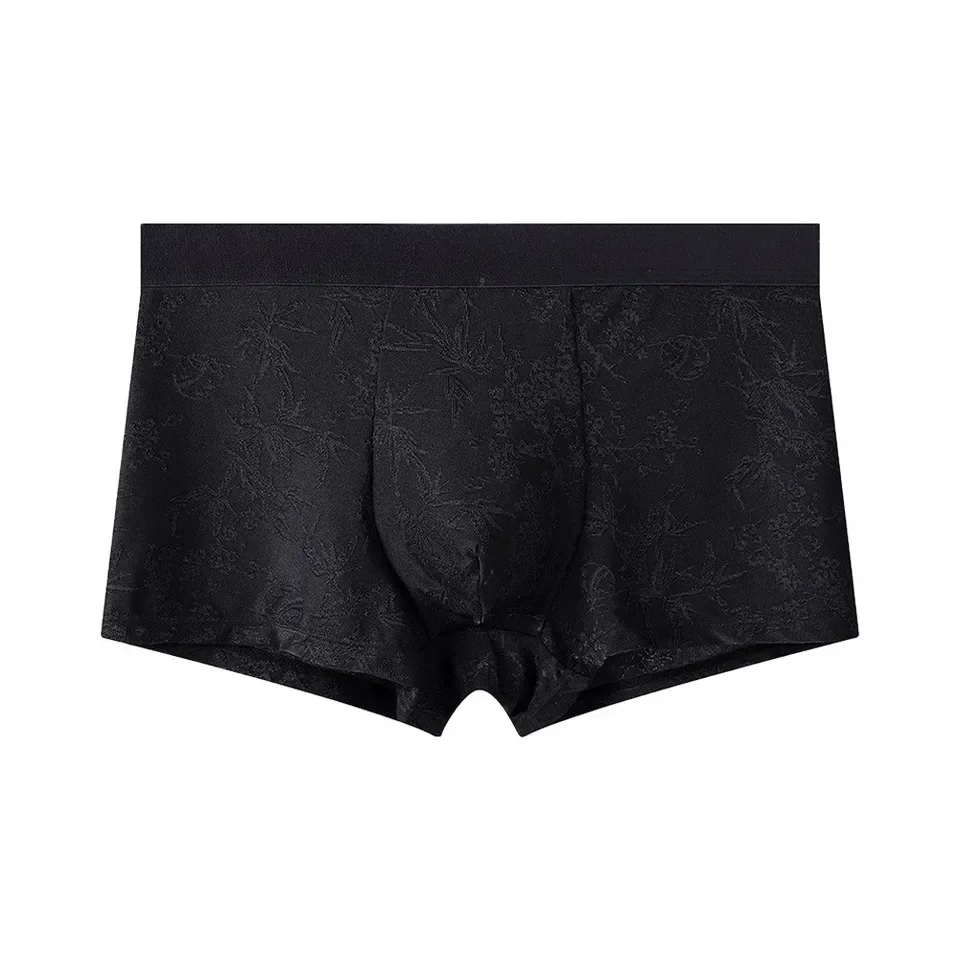1pc Men's Breathable Underwear Seamless Boxer Shorts Middle Waist L-3XL Large Size Solid Color Panties Comfortable Home Wear
