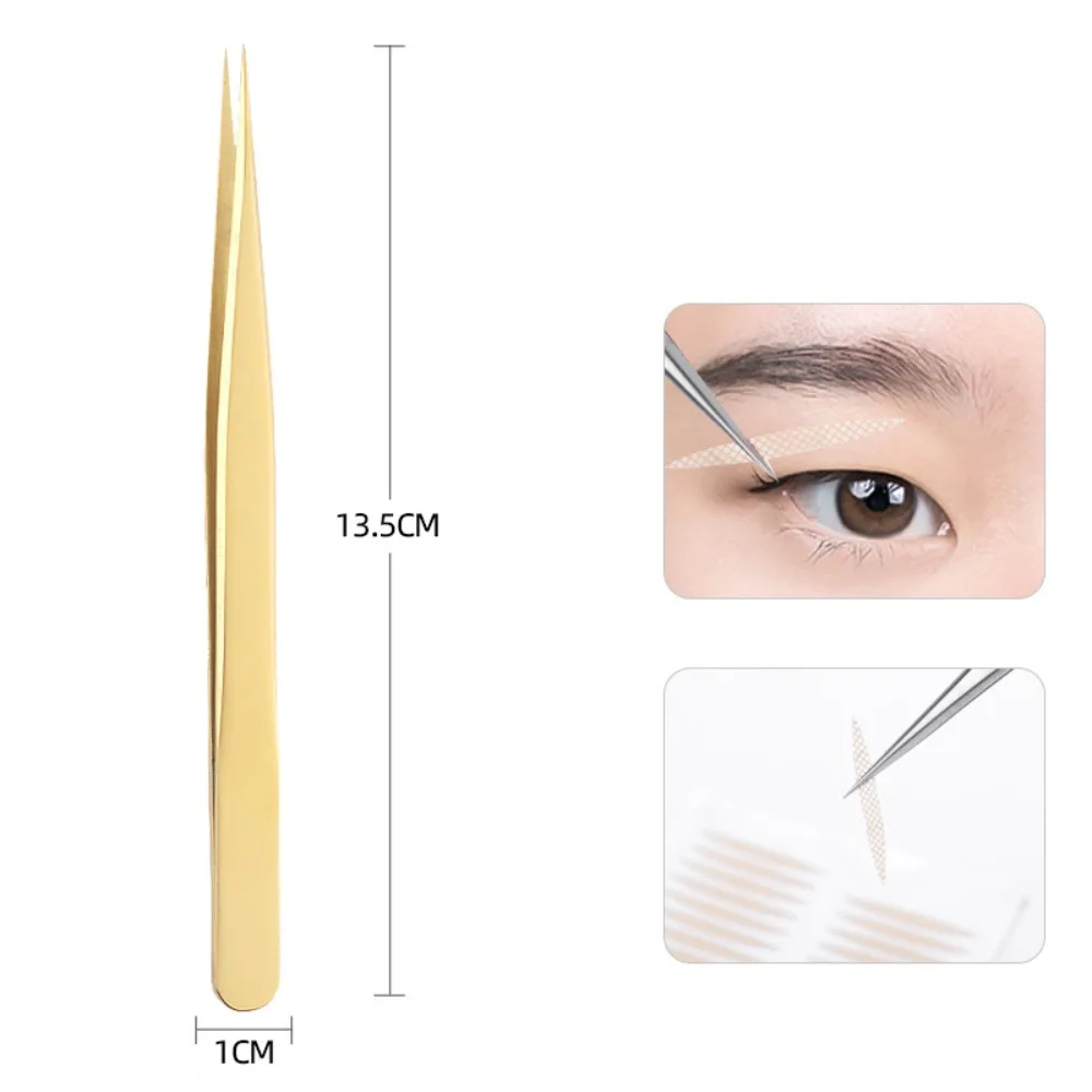 Professional Stainless Steel Lash Extension Tweezers Anti-Slip Gold Curved Tip Tweezers Straight Tweezers Makeup Accessories