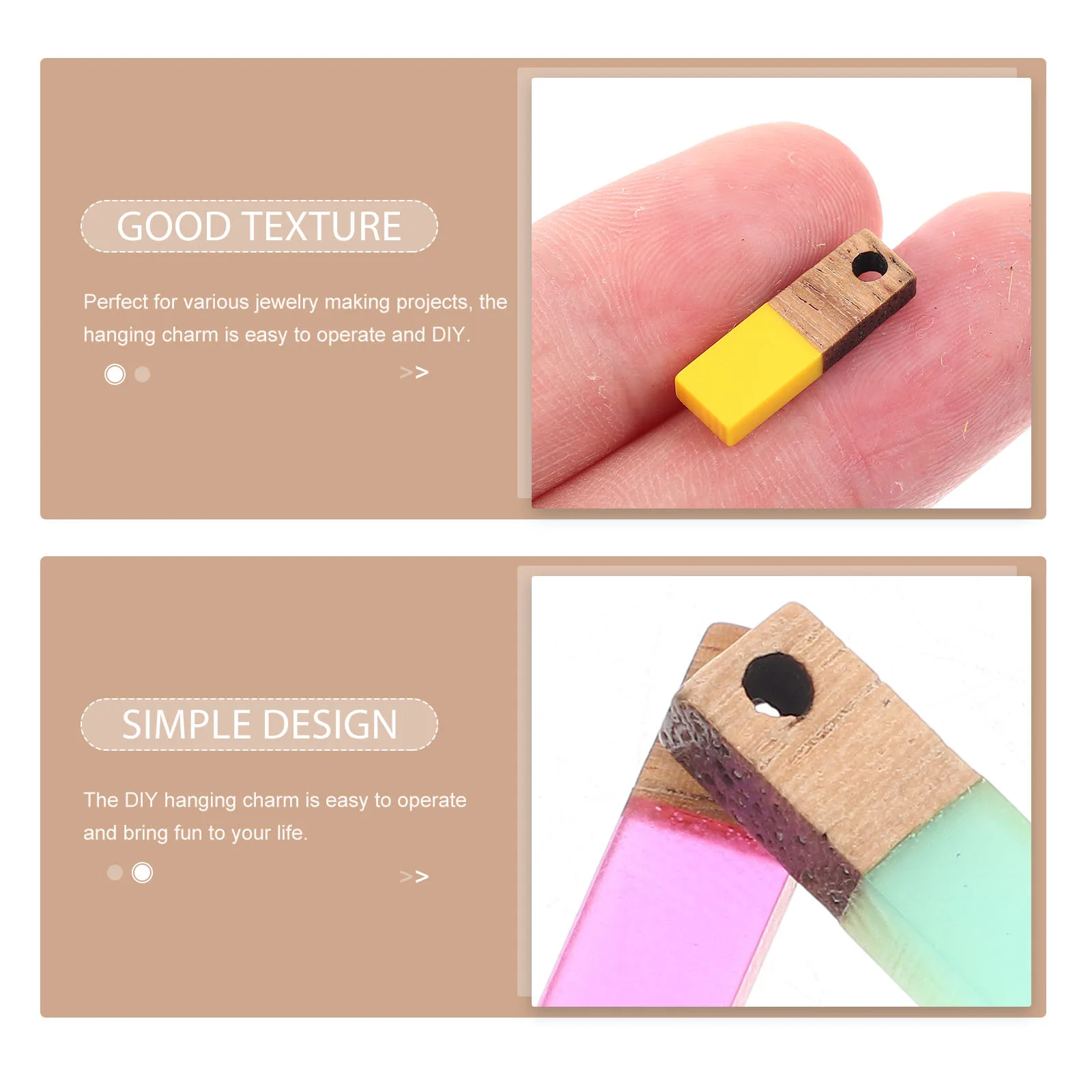 

16Pcs Resin Wood Inlay Pendants Rectangle Charms for DIY Jewelry Making Lightweight Dangle Drop Findings Craft Supplies