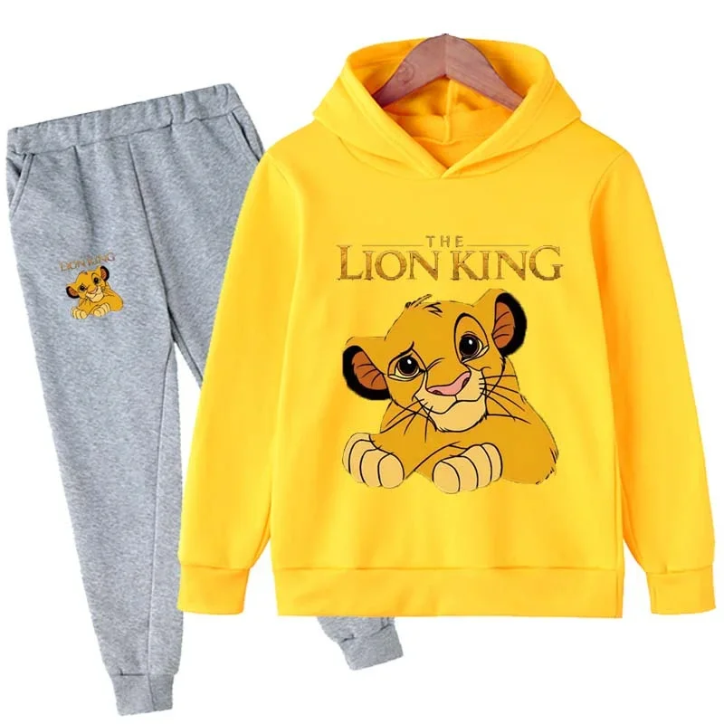 1-16 Years Children Lion King Simba Cartoon Hoodies Set Baby Suit Kids Clothes Boys Girls Clothing Pullovers Long Pants Kids Set