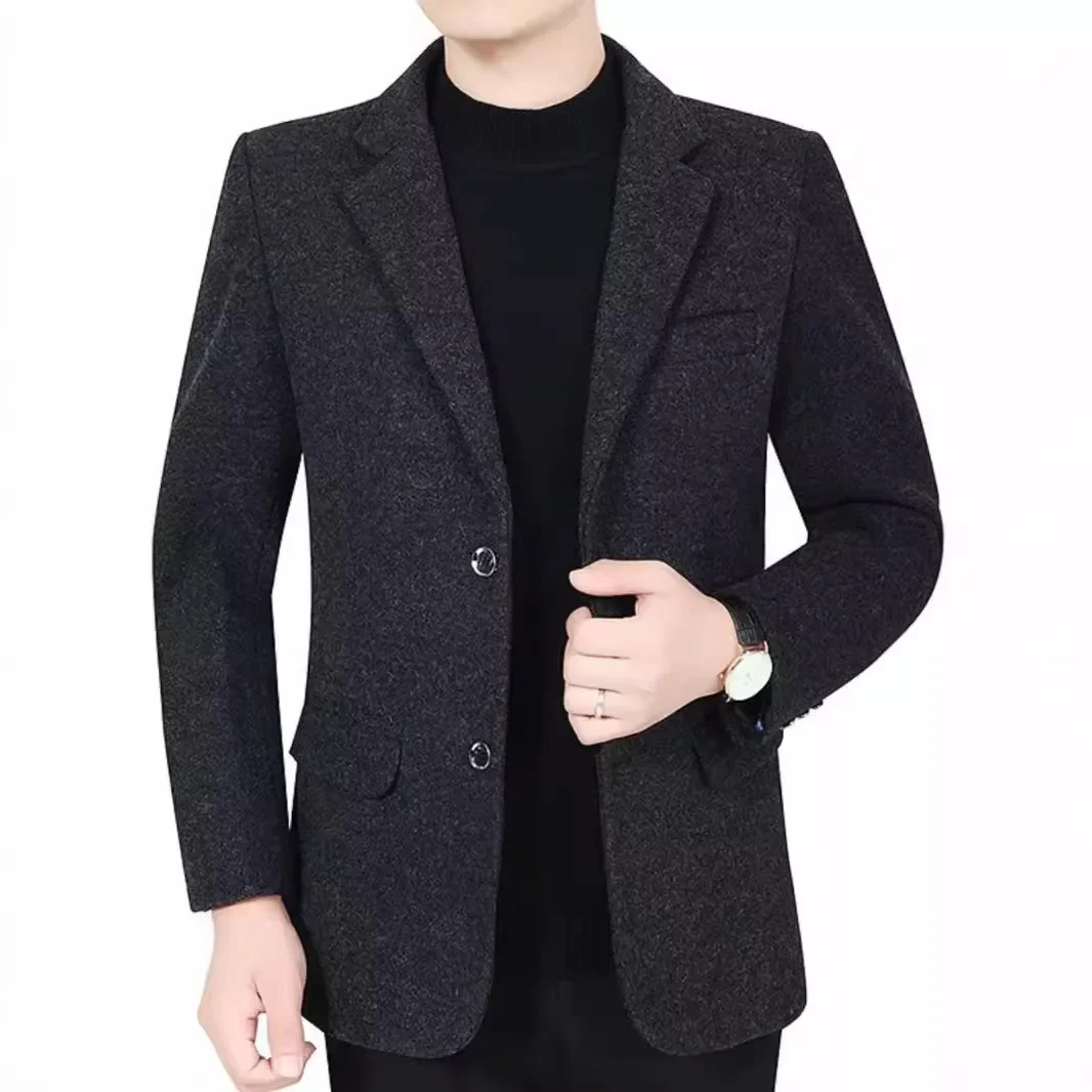 (070) Autumn and winter suit jacket for middle-aged men, free ironing, casual, slim-fitting, solid color casual wear