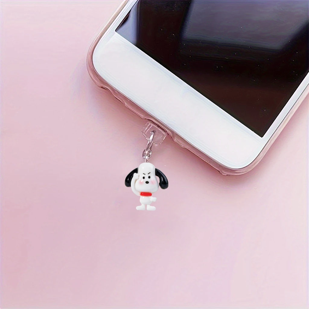 Tapón antipolvo Kawaii Snoopy, dibujos animados de Anime para teléfono móvil, tapón antipolvo Universal para IPhone tipo c, colgante, accesorios de joyería, regalos bonitos para niña