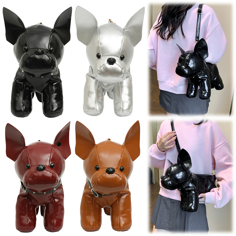 

Shoulder Bag for Men Women Bulldog Shaped Crossbody Bag PU Leather Adjustable Strap Handbag with Zipper for Shoping Travel