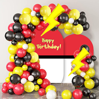 123 Pcs Cartoon Game Balloon Garland Arch Kit Red Black Yellow Lightning Balloons For Cartoon Ball Birthday Party Decorations
