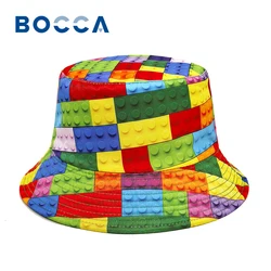 Bocca Building Block Bucket Hat Colorful Fisherman Hats Jigsaw Puzzle Panama Cap Double Sides Caps For Unisex Summer Outdoor Sun