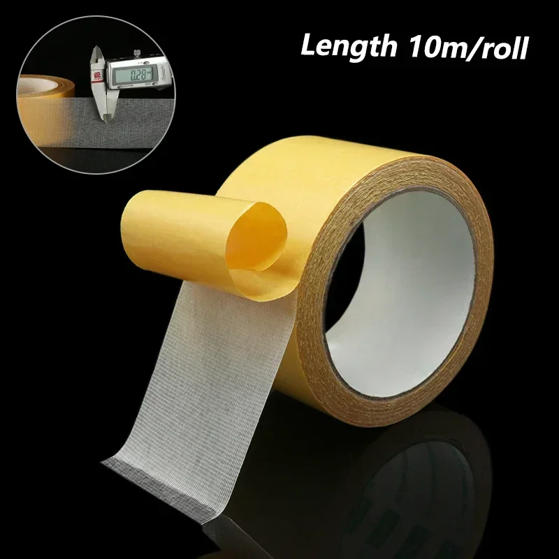 강력한 고정 얇은 양면 접착 테이프 강력한 끈적 끈적한 Traceless 방수 카펫 접착 섬유 Gummed 테이프 10m/롤