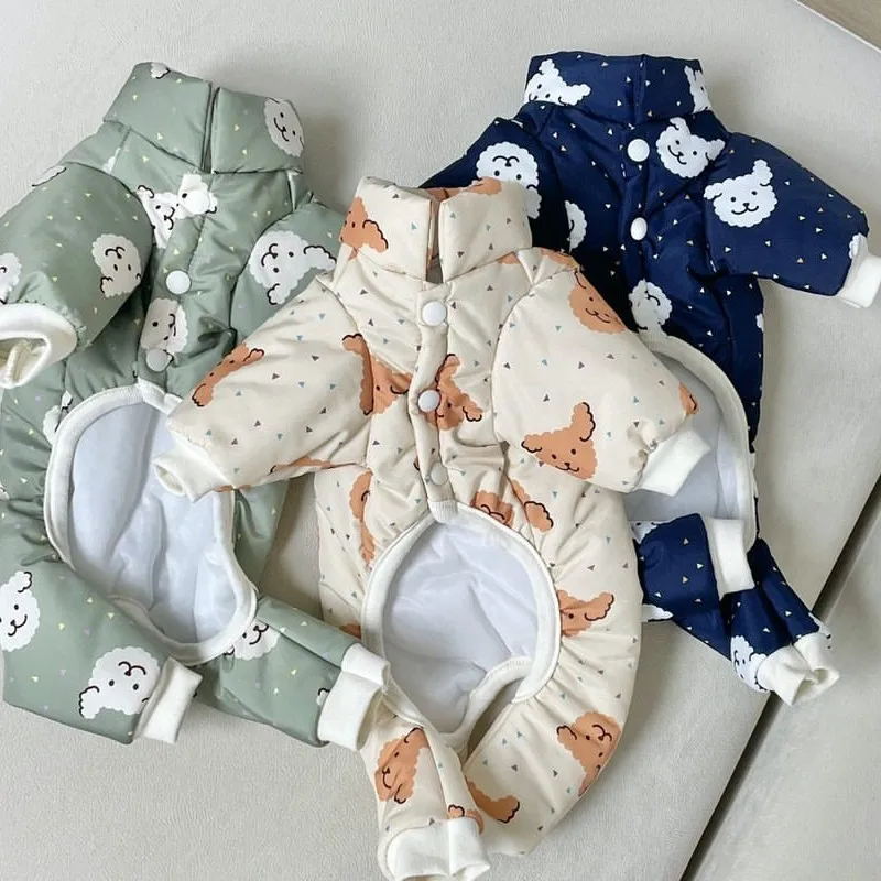 Wasserdichte warme Hundejacke mit Bärenmuster, Winter-Hundemantel, Baumwolle, vierbeinige Hundekleidung, Chihuahua, Pudel, Bichon, Welpenzubehör – Detail 7
