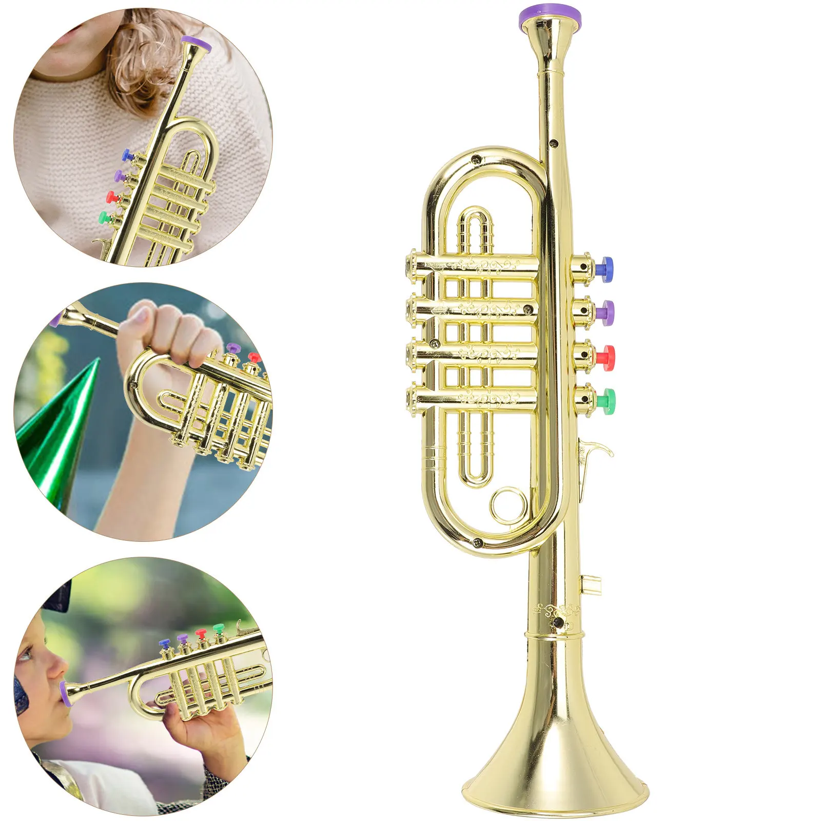 

Simulated Trumpet Kids Colorful Plastic Musical Instrument Early Educational Learning Creative Imagination Development