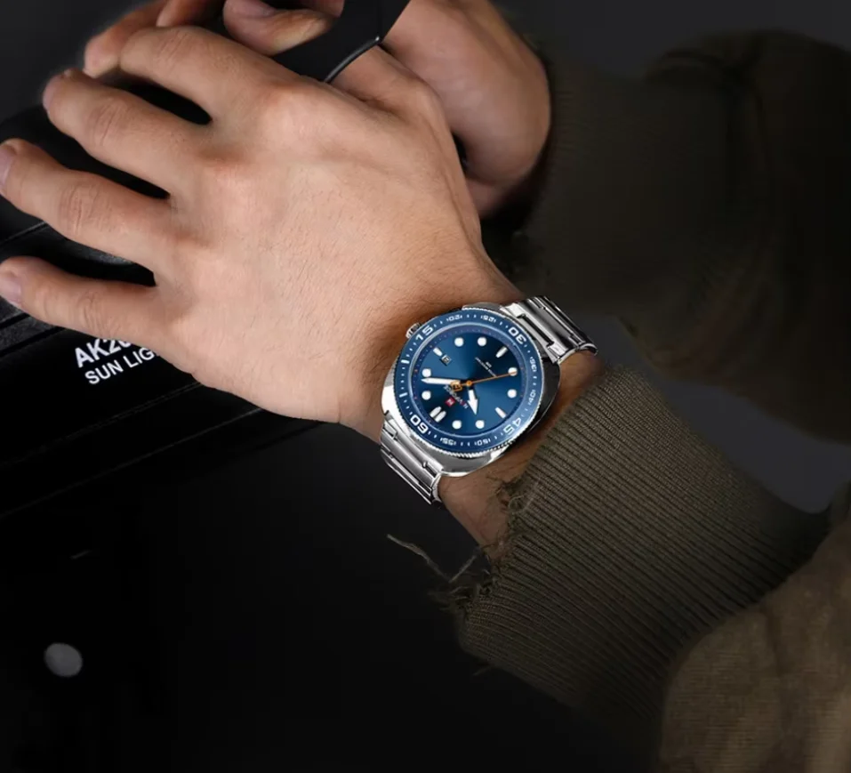 Marca NAVIFORCE, relojes deportivos a la moda para hombre, correa de acero inoxidable de lujo, reloj de pulsera de cuarzo resistente al agua hasta 30M con indicador de fecha para hombre, nuevo