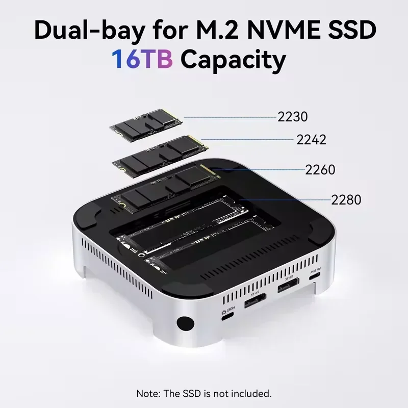 محطة إرساء USB-C من Acasis بسرعة 40 جيجابت في الثانية | Dual M.2 NVMe SSD 16 تيرابايت ماكس يدعم منافذ USB-A DP4K144 هرتز (واحد) TF/SD لجهاز Mac Mini M4/M4Pro