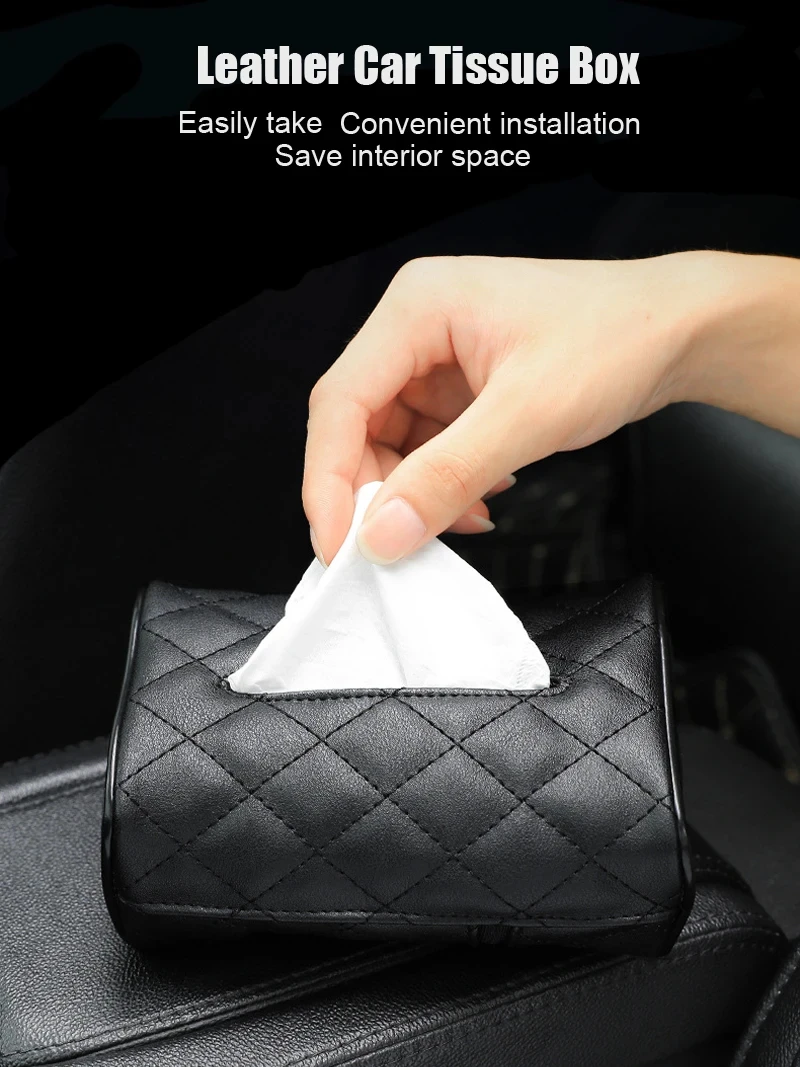 Car Tissue Box Cover Sun Visor Chair Back Hanging Type Car Tissue Box Armrest Box Towel Tissue Storage Case Interior Accessories