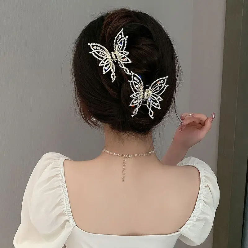 Fashion Metal openwork Hair Claw Butterfly Clips for Women Girl Elegant Ponytail Clip Vintage pin Accessories