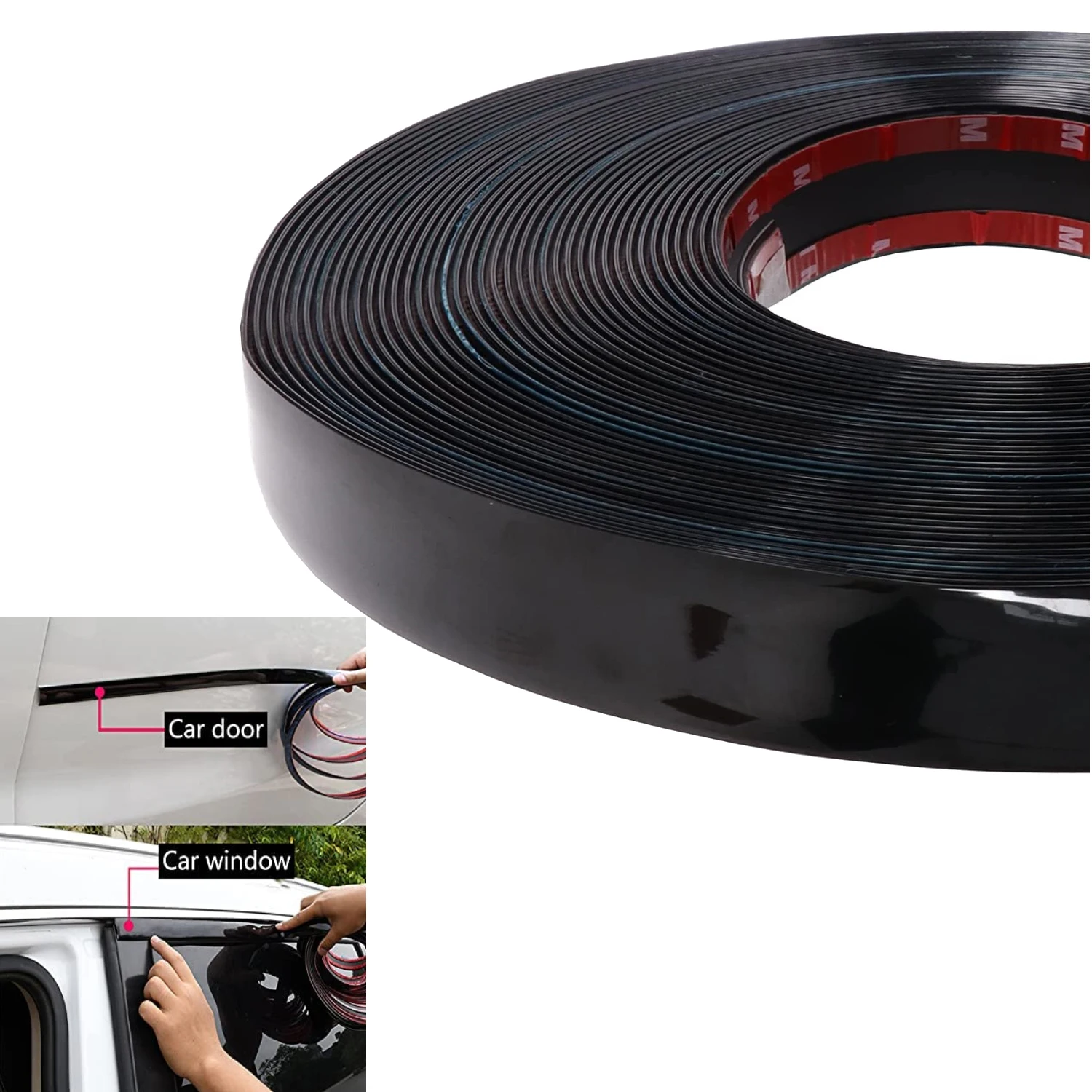 16ft 30MM Universal Gloss Black Moulding Trim Car Body Protect Decoration Strip Side Roof Door