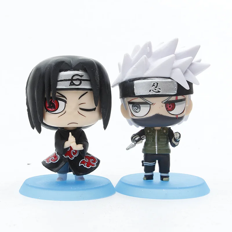 6 Stück Naruto Itachi Naruto Sakura Kakashi Sasuke Anime Kuchen Q Desktop Ornament Dekoration Actionfigur süße Sammlung Kindergeschenke