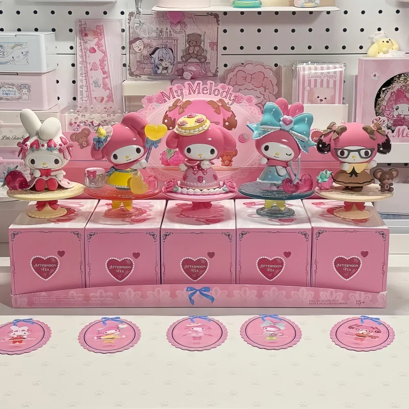 Nouveau véritable Sanrio ma mélodie thé de l'après-midi série boîte aveugle jouets à la mode boîte mystérieuse Figurine Figurines fille cadeaux d'anniversaire