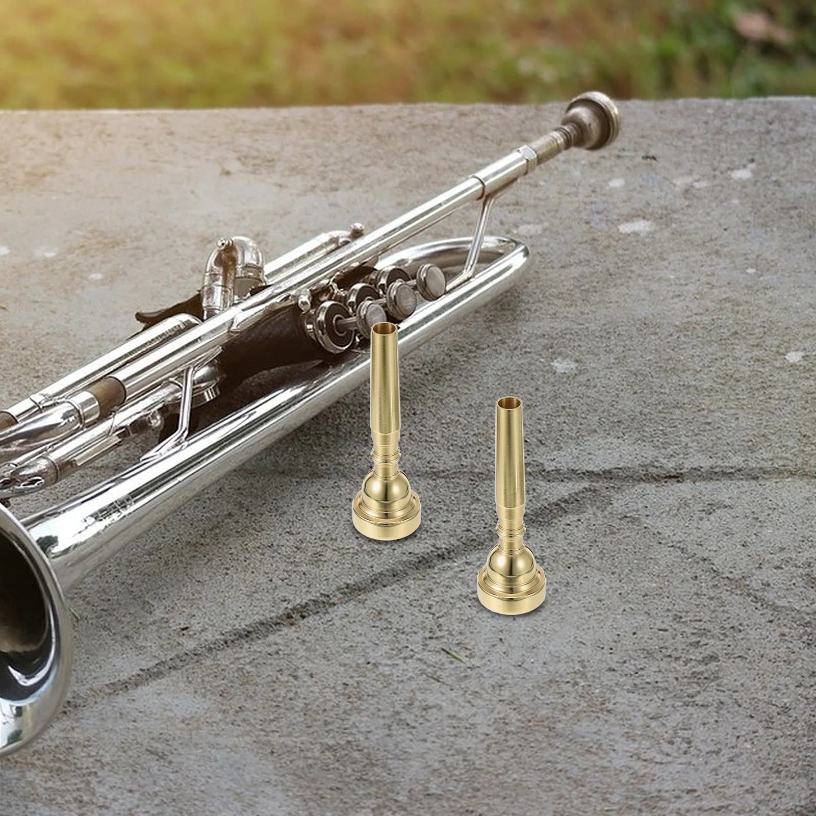 

2Pcs Brass Trumpet Mouthpiece Smooth Surface Universal Fit Easy Replacement Beginner Professional Concert Band Trumpet