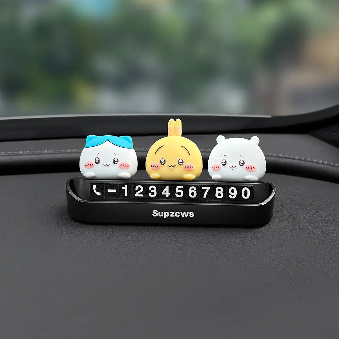 Kawaii Chiikawa Usagi Car Parking Contact Number Sign Lovely Removable Telephone Plate Stylish Car Dashboard Decoration Supplies