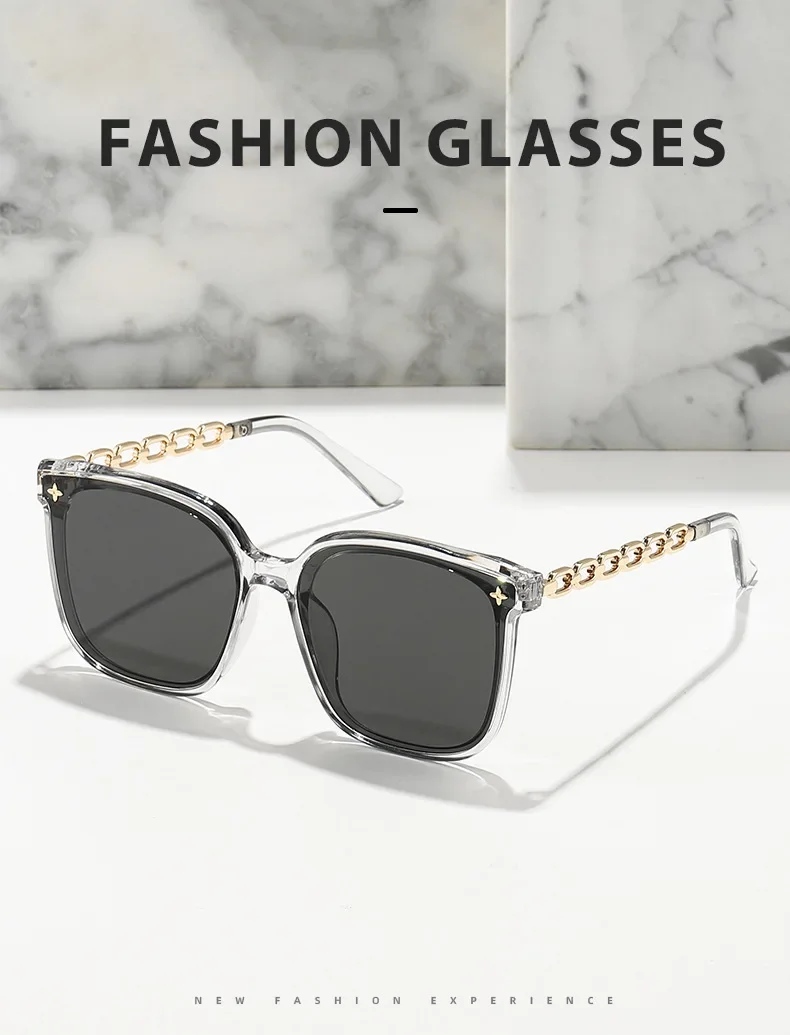 Quadratische Sonnenbrille für Frau 2023, Vintage-Stil, großer Rahmen, schwarzer Spiegel, Sonnenbrille, Schattierung, Polarisator, sexy weibliche Reisebrille, Uv400 – Detail 1