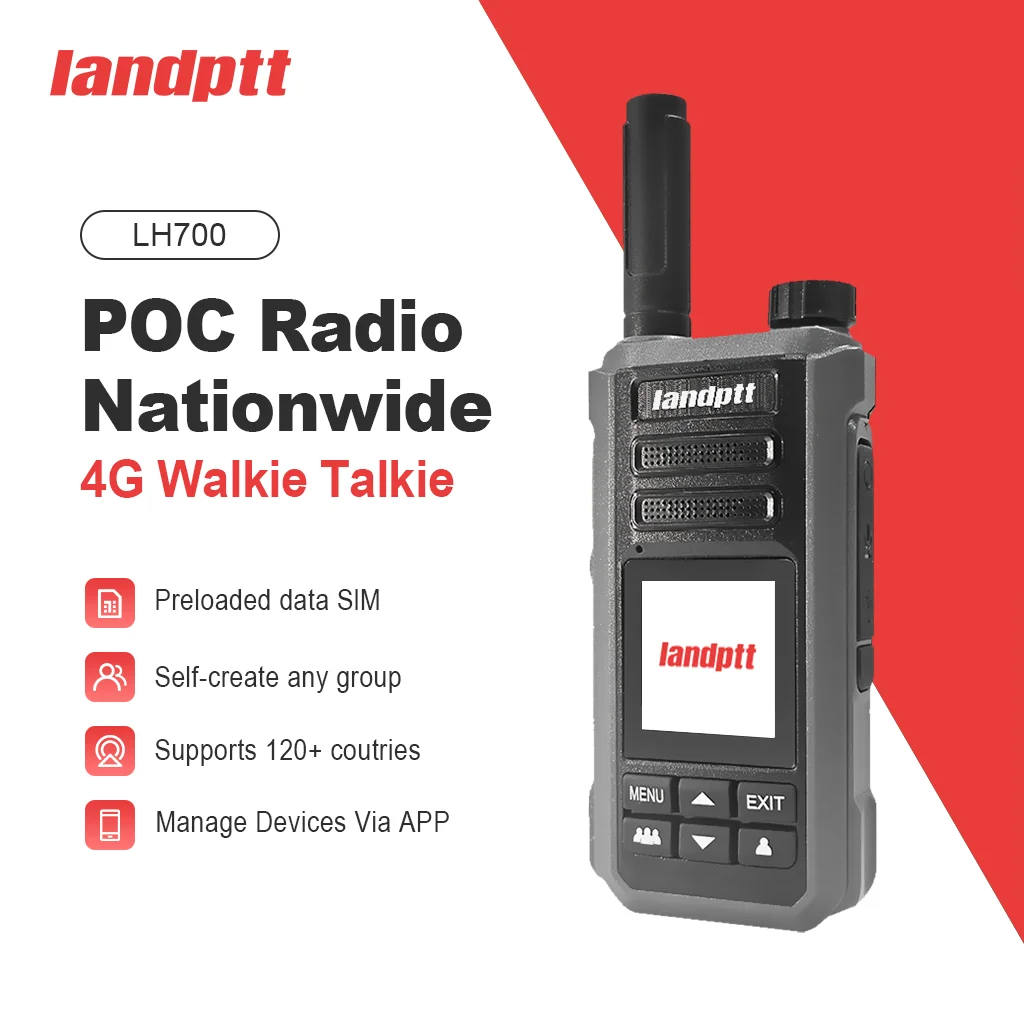

Landptt 4G POC Radio PTT Walkies Talkies World Range With SIM Card Wideband Free Platform Long Distance Radio Communicator