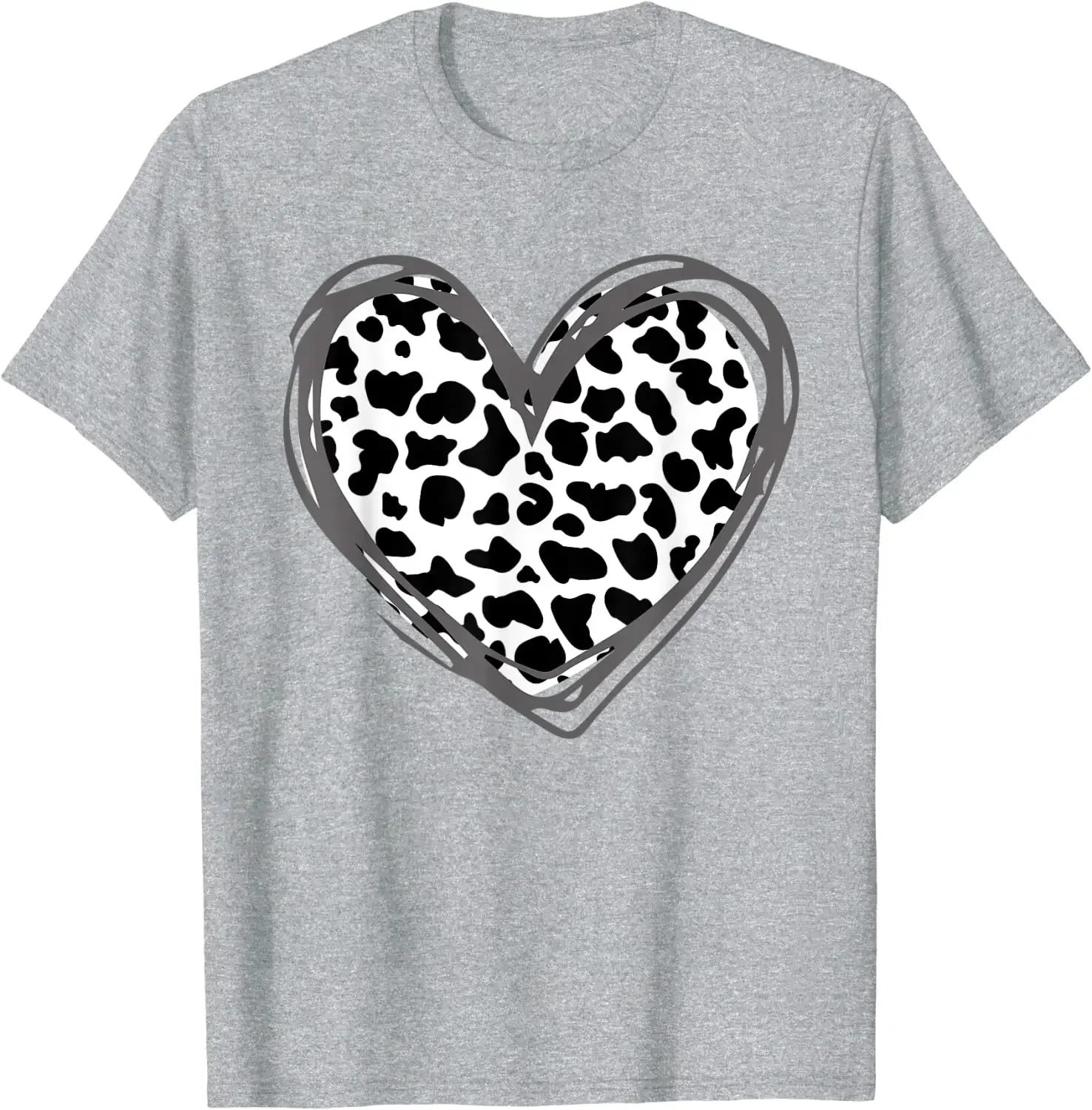 Heart Cow Print for Cow Lover T-Shirt Men T Shirt Women Boy Girl Young Streetwear Harajuku Cotton Daily Four Seasons