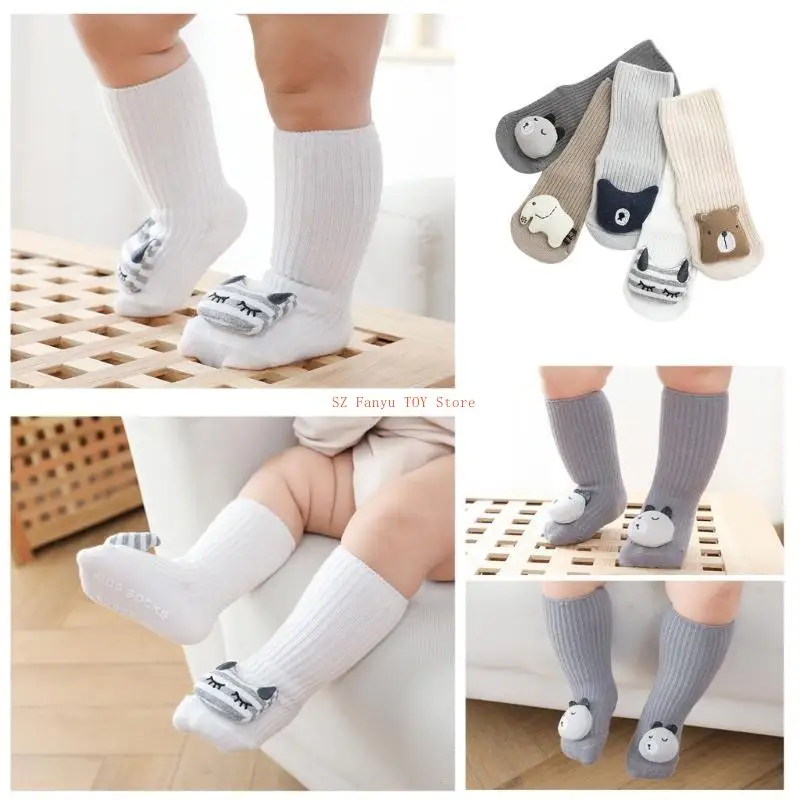 

96GC Toddlers Non-slip Socks Cartoon Baby Girls Boys Socks with Grip Cotton Socks