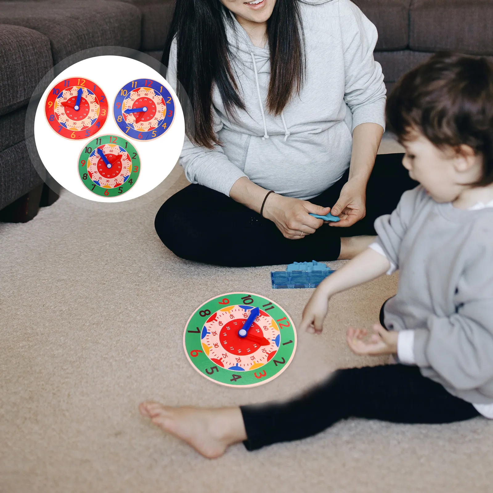 3 pièces cloche reconnaissance aides pédagogiques enfants horloge modèle jouet créatif numéro pratique en bois enfants petit
