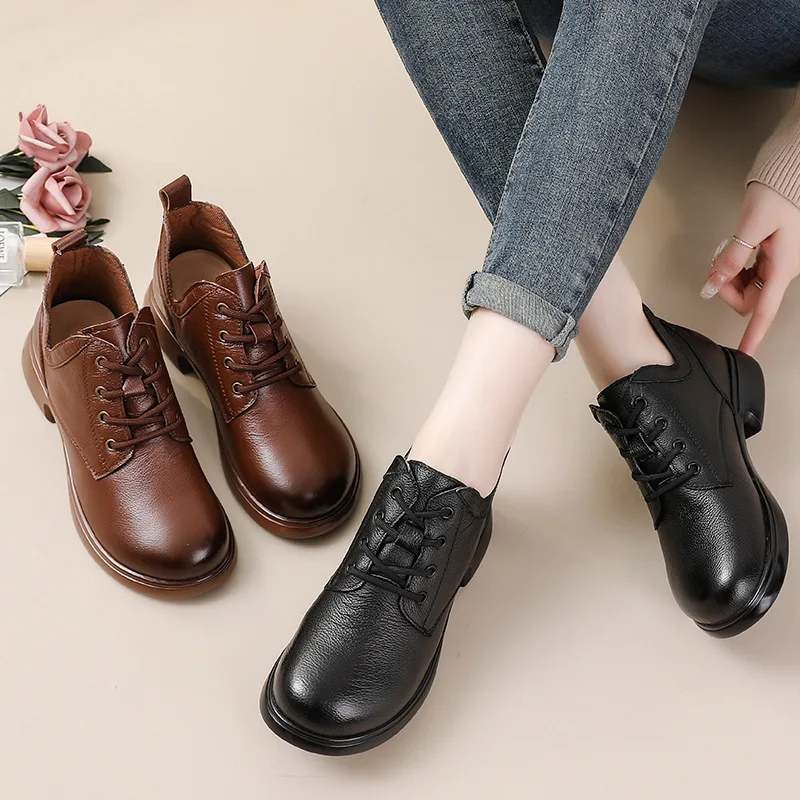 Fashion Trend Women Boots Autumn Winter Short Plush Warm Flats Heel Ankle Boots for Women Genuine Leather Casual Shoes