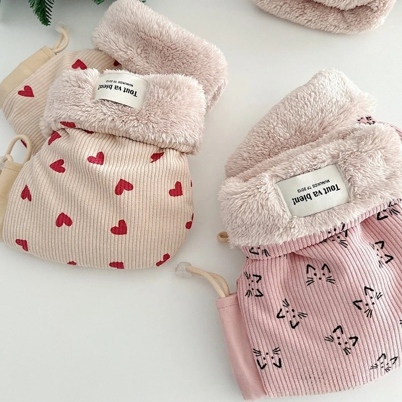 Korean Style Kids Bike Gloves Winter Thermal Cartoon Sport Mittens for 3-10 Years Scooter Balance Ride Children Glove