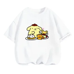 Pom Pom Purin Tshirt Set Kids Cartoon Casual Summer Teen Short-sleeved Girls T-shirt Men Clothes Boys Hello Kitty Clothing