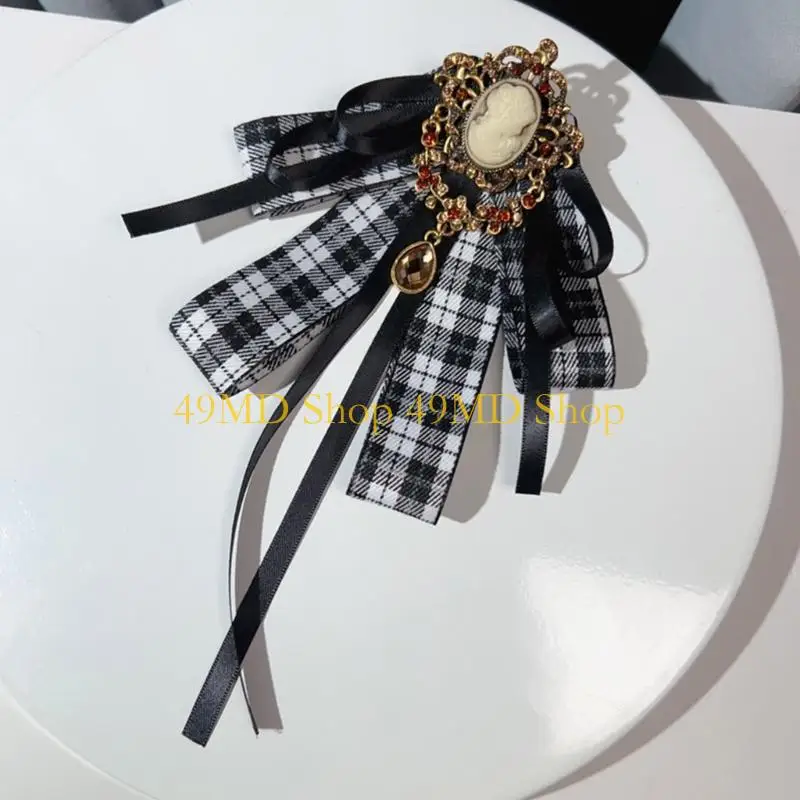 

49MD Броши со стразами Лента Воротник Галстук-бабочка Подходит для формальной или повседневной одежды