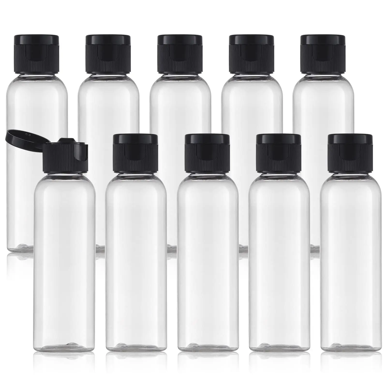 10 PCS Travel Bottles Empty 2oz , Plastic 60ML Cosmetic Container, TSA Amber Squeeze Bottle for Shampoo/ Conditioner/Shower Gel