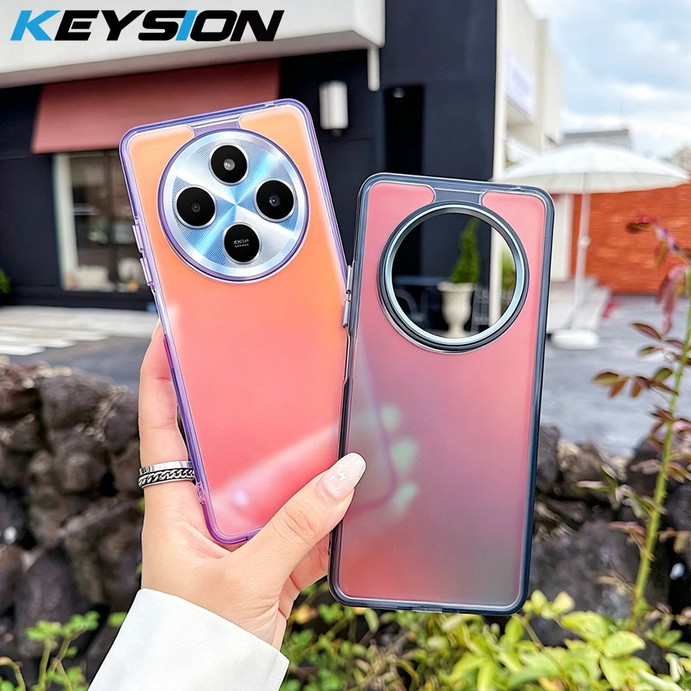 

KEYSION Fashion Laser Gradient Colorful Phone Case for Xiaomi Redmi 14C Soft TPU+PC Shockproof Back Cover for Xiaomi POCO C75