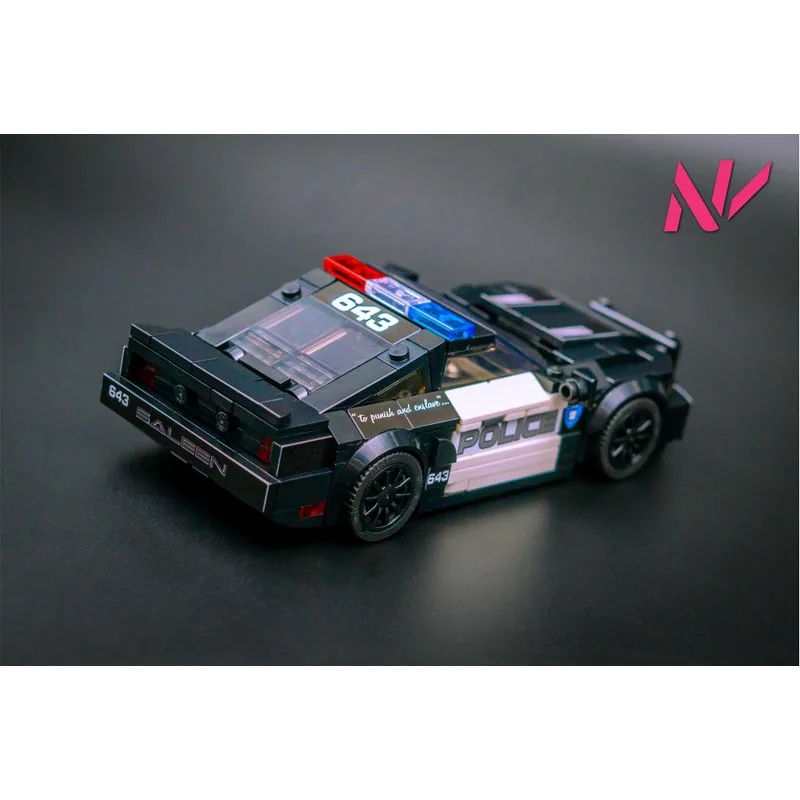 MOC-178114Neuer klassischer S281City Sicherheitspolizeiauto-Baustein, Modell 361 Teile, Bausteinspielzeug zum Geburtstag von Jungen und Kindern