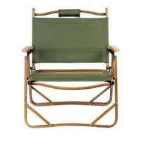 Aluminum Alloy Portable Camping Chair Outdoor Camping Equipment Folding Chair Wooden Handrail 120KG Load-bearing Capacity