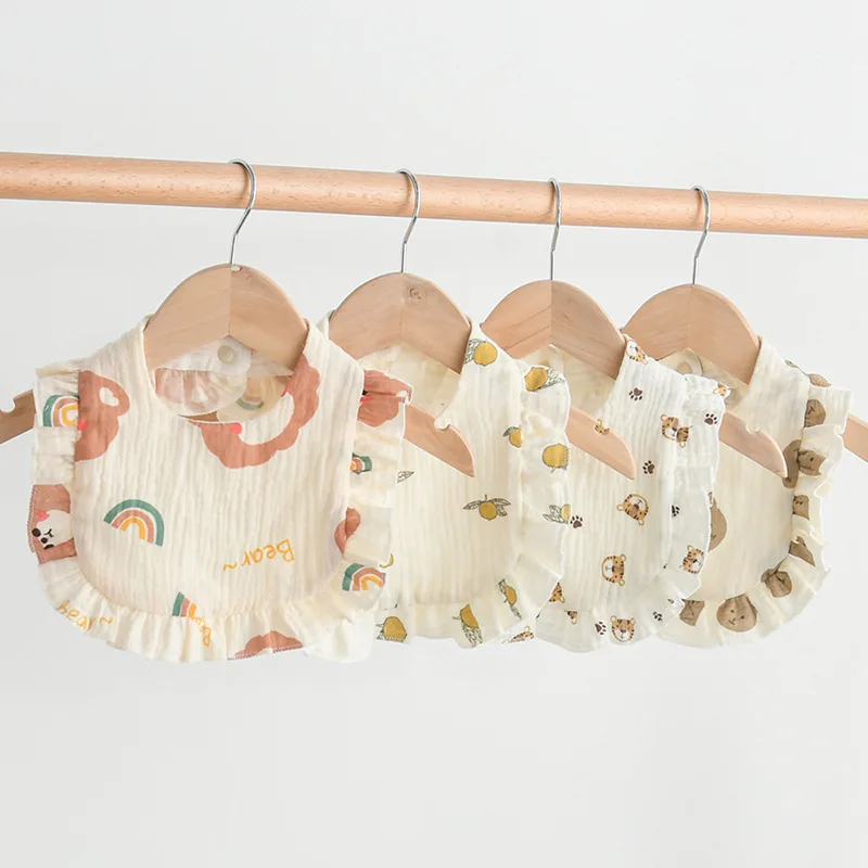 Cotton Gauze Baby Feeding Bibs Summer Soft Petal Baby Printed Drooling Towel Newborn Toddler Baby Burp Cloth Children's Bib