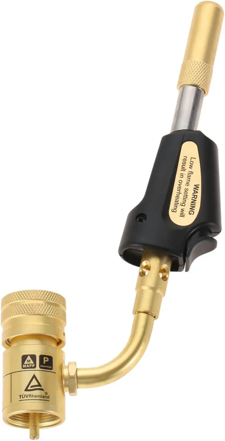 Bicos de Tocha Turbo para Gás Propano MAPP com Gatilho de Auto-Ignição e Regulador Ajustável para Soldagem, HVAC, Brasagem e Churrasco