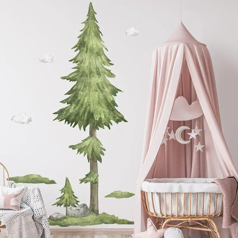 215cm Large Forest Tree Wall Stickers Kids Room Bedroom Home Decor Living Room Decorative Pine Tree Children's Wall Stickers PVC