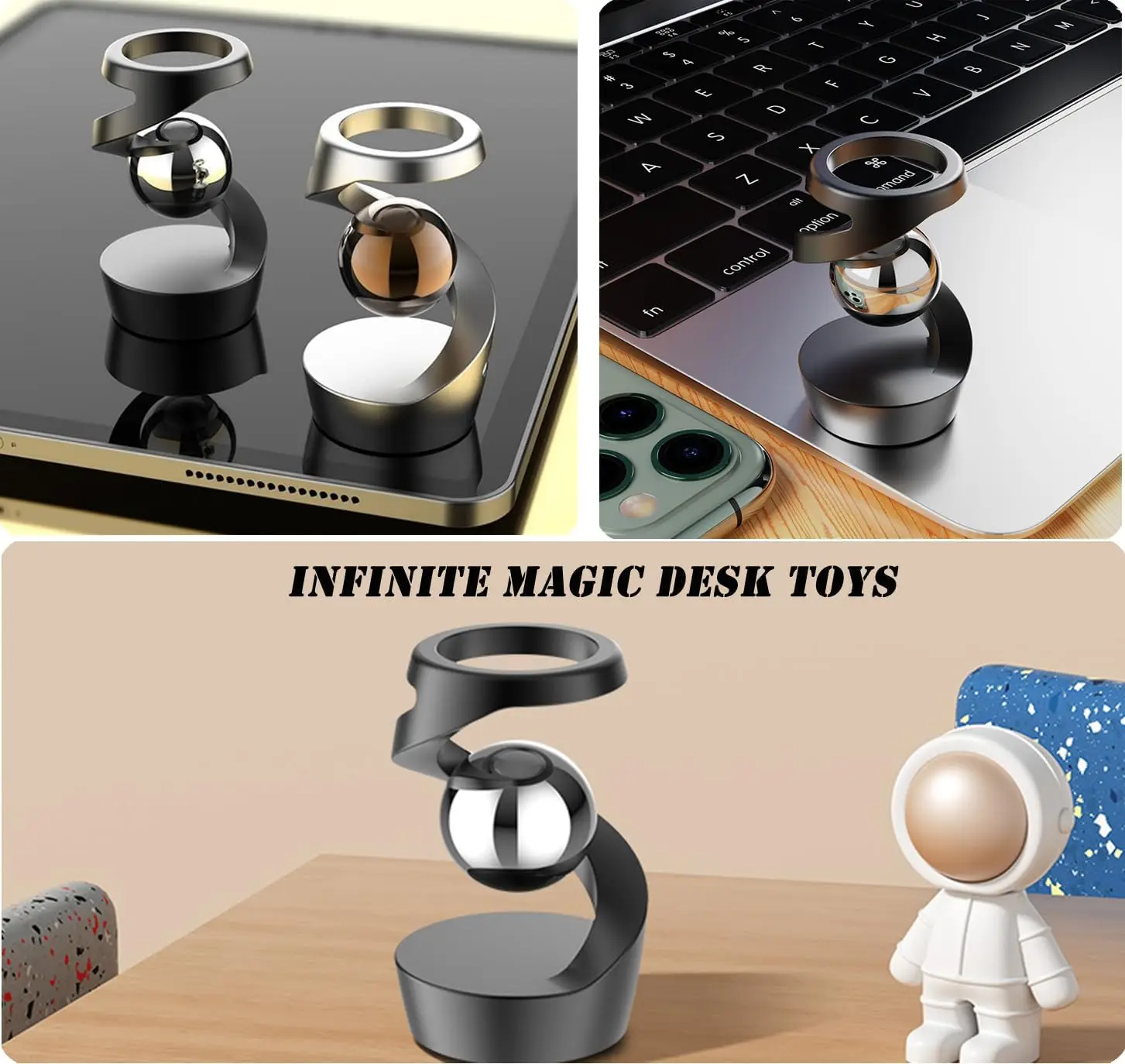 Rotating Spinner with Floating Ball for Desktop DecorGravity Defying Kinetic Desk Toy,Desk Toy Levitating, Suspended Gyroscope