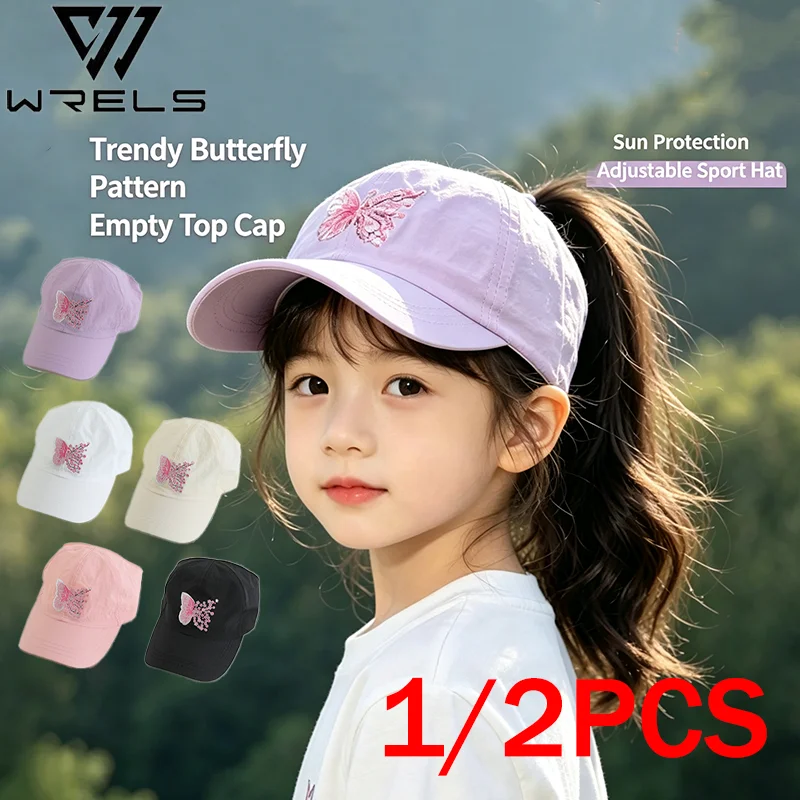 1/2PCS Travel Beach Cap Trendy Butterfly Pattern Empty Top Breathable Quick-drying Adjustable Sunshade Running Hiking Hats