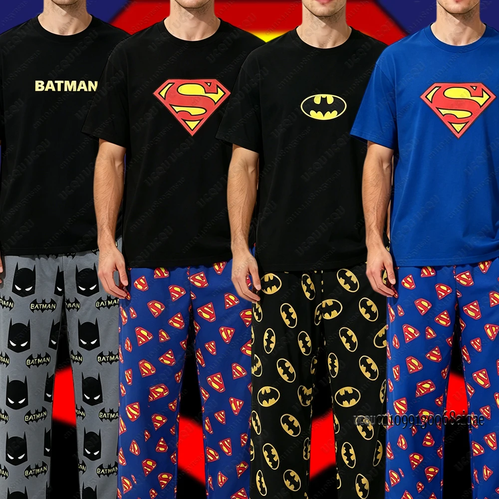 Camisetas y pantalones de pijama de Batman y Superman para hombre y mujer, trajes de gran tamaño para parejas, ropa de casa de Batman y Superman, 2026