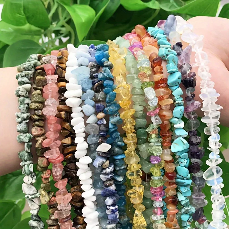 5-8mm Natürliche Amethyst-Aquamarin-Freiform-Chip-Perlen, unregelmäßige lose Kieselsteine für Schmuckherstellung, DIY-Armband-Zubehör – Detail 2