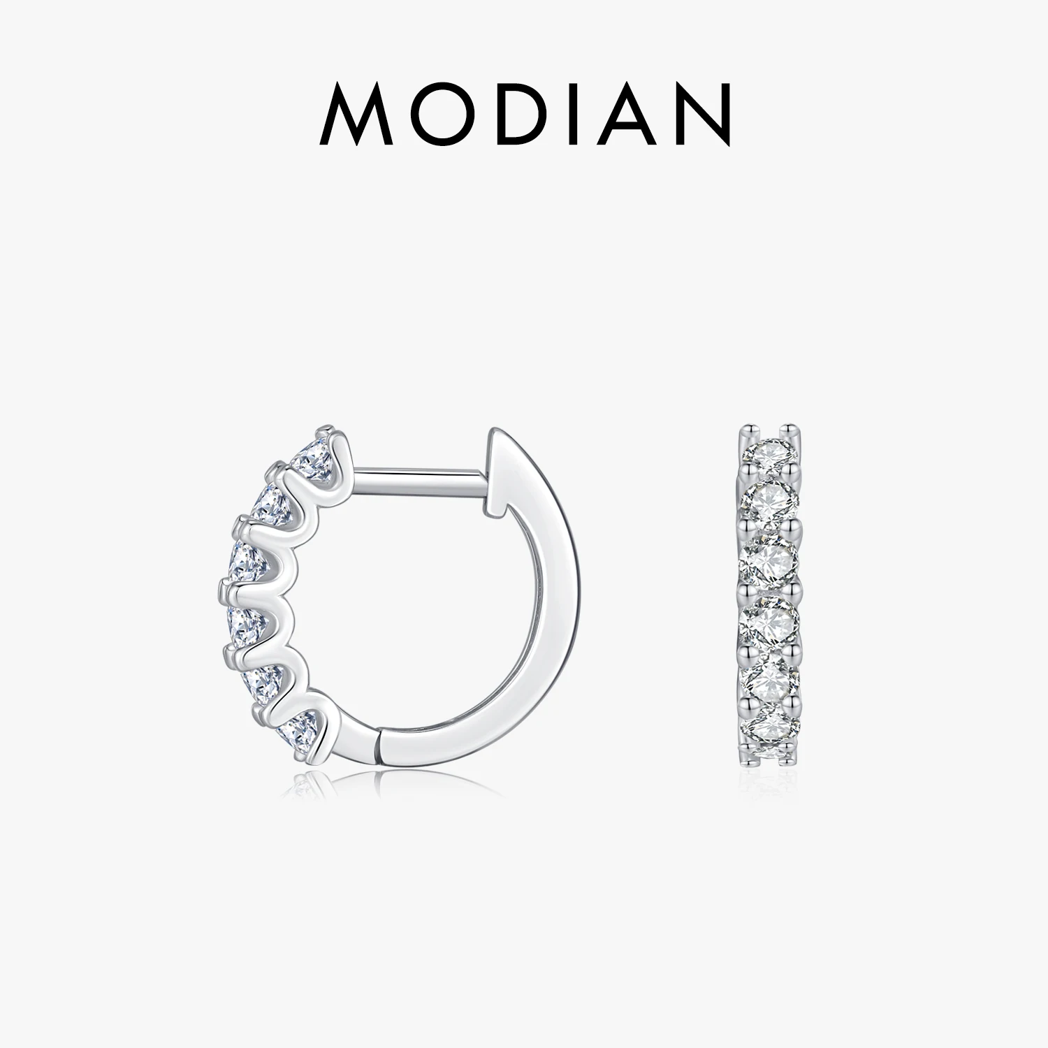 

MODIAN D Color Moissanite Small Hoop Earrings 925 Sterling Silver Hollow Sparkling Ear Buckles For Women Wedding Fine Jewelry