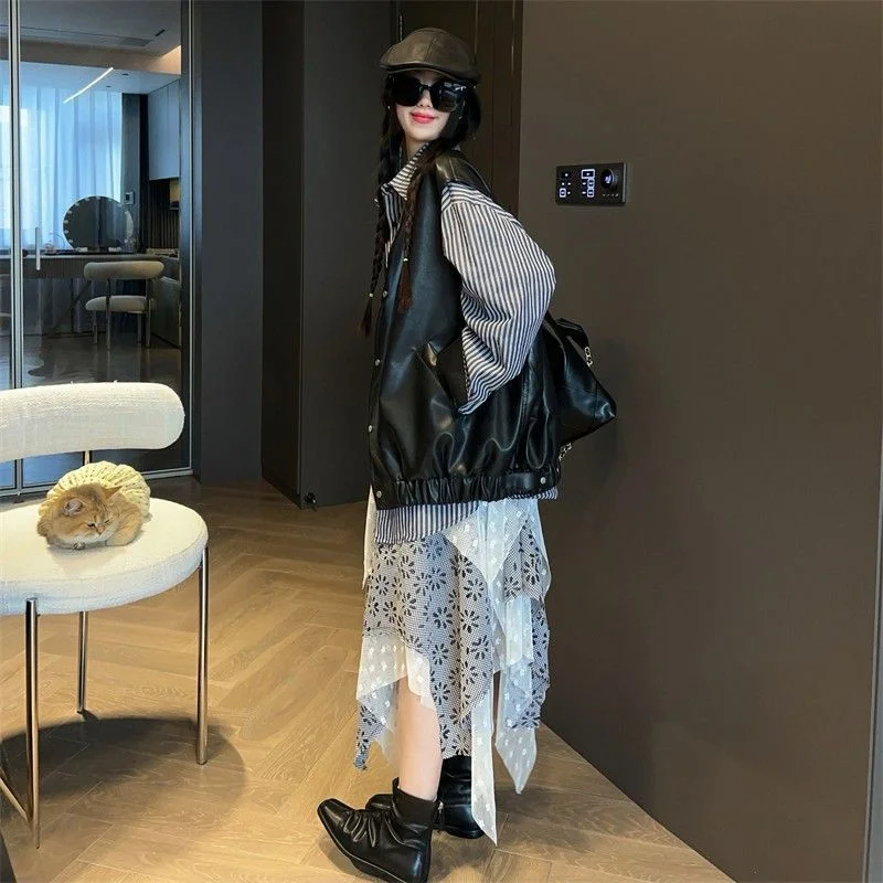 Fashion Vest Women Spring Autumn Waistcoat 2025 New Loose Casual Design Sense Vests Coat Tank Top Sleeveless Leather Jacket
