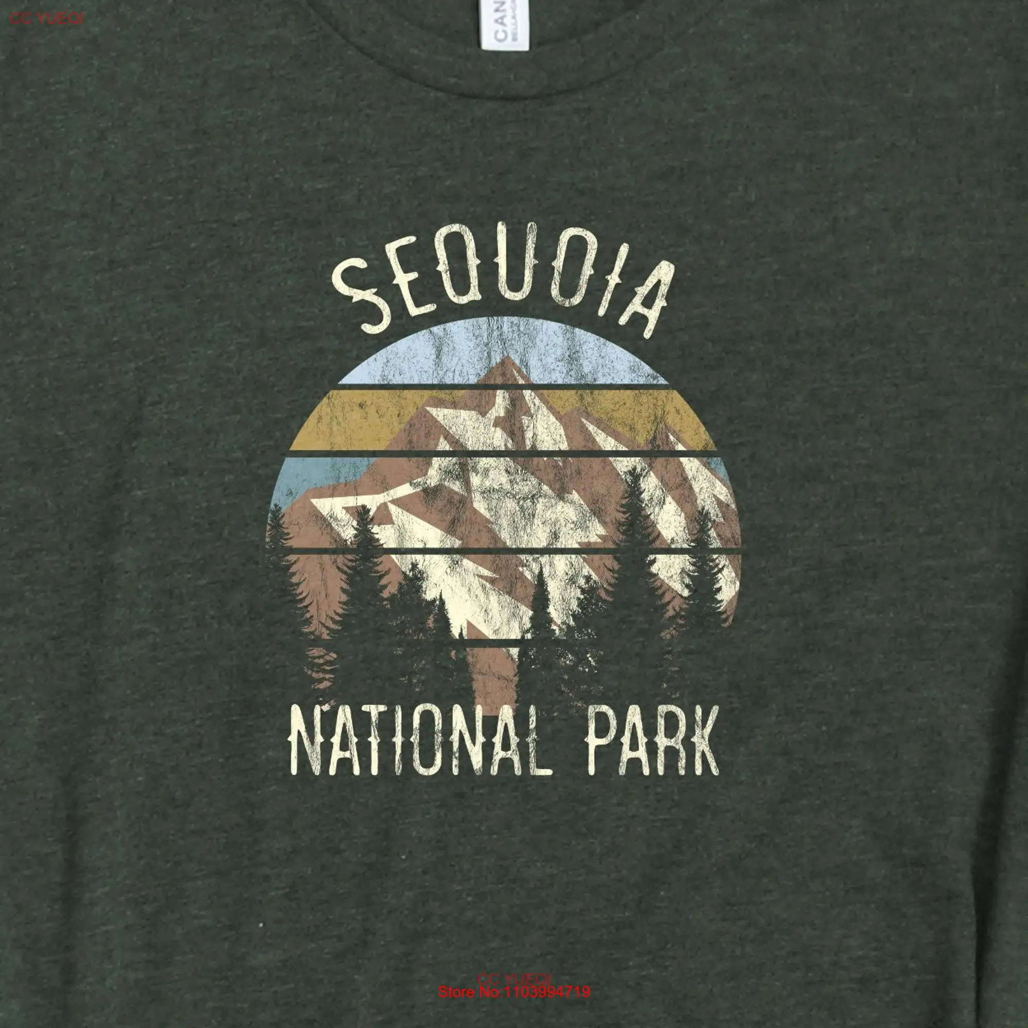 Sequoia Retro SunseT T Shirt Super Soft Bella Canvas Distressed National Park long or short sleeves