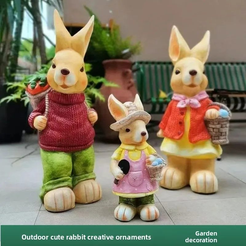 Garden courtyard balcony decoration ornament, cartoon large rabbit gardening creative plant layout landscaping