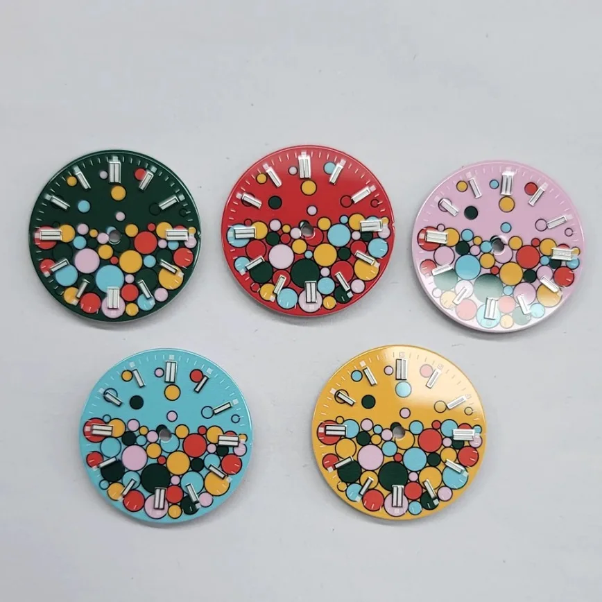 

Watch Parts NH35 Dial Bubble Dial Red,yellow,blue,green,pink Blue Luminous Dial 28.5mm for NH35/36/4R/7S,8215 Movement