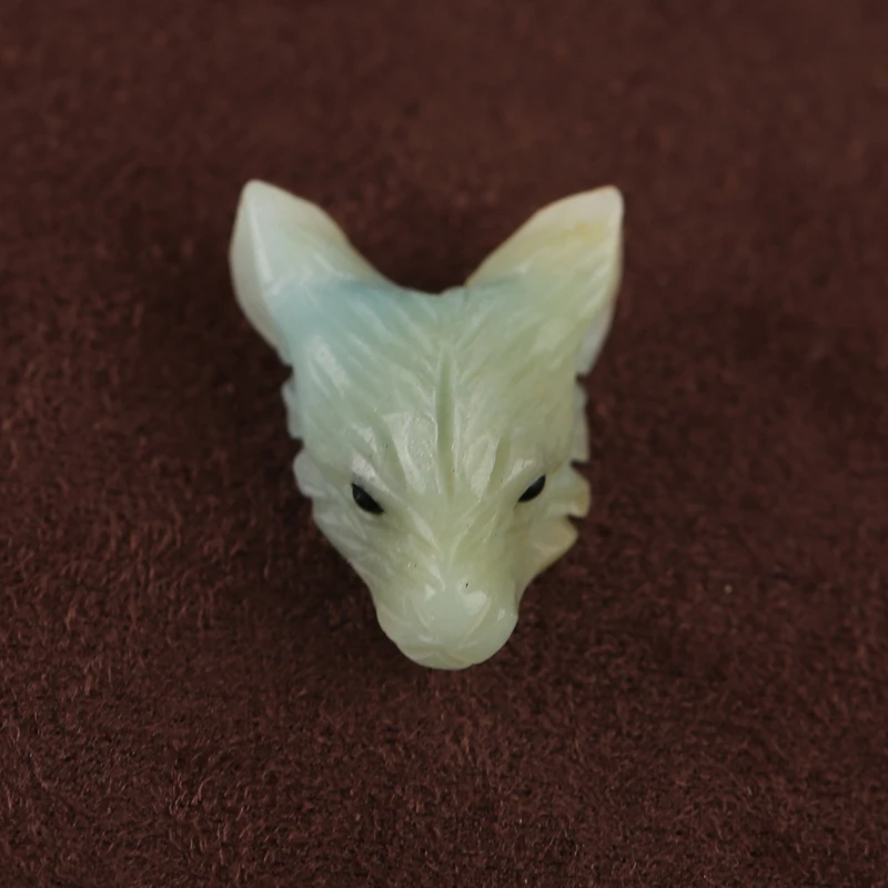 

Натуральный амазонит, ручная резная голова волка, подвеска из драгоценных камней, бусины 22x17x5 мм, примерно 2,9 г для изготовления ювелирных изделий